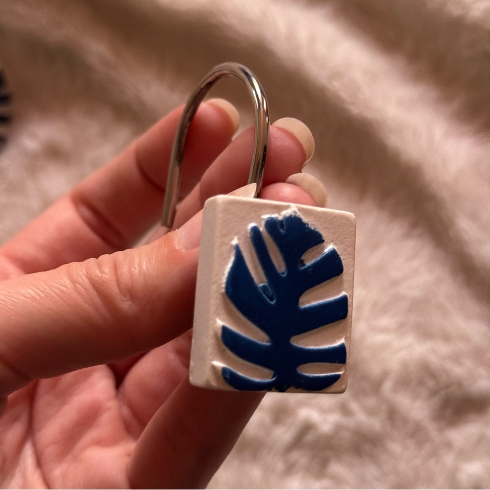 Blue Leaf Shower Curtain Hooks (12)